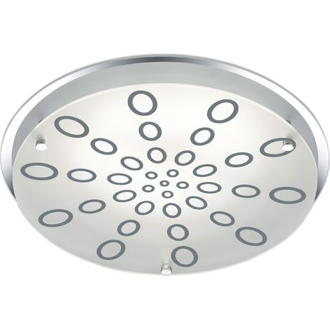 Deckenleuchte Glas rund Deckenlampe dimmbar Wohnzimmerleuchte Decke, chrom, LED 20W 1800Lm warmweiß, DxH 31,5x7,5 cm