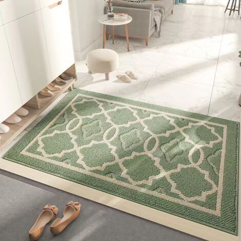 Paillasson Antidérapant,Tapis de Porte Intérieur et Extérieur Absorbant et Résistant,Tapis d'entrée Lavable en Machine,Anti-Poussière - 50 x 80 cm,Vert (1/5)