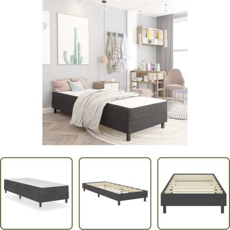vidaXL Bettgestell - Boxspring-Bettgestell Grau Stoff 100x200 cm (1/5)