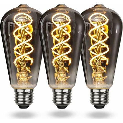 Ampoule LED E27 Vintage Blanc Chaud, Ampoule Vintage E27 Dimmable Spiral Filament 4W Lumière Douce, Ampoule E27 Vintage Edison Convient au Salon, Chambre à Coucher, Couloir, Patio, etc. [Classe énergé (1/4)