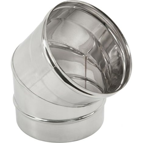 MAKA Curva 45° per Canna Fumaria in Acciaio Inox, Raccordo Curvo Monoparete per Tubo Fumo Stufa a Legna Pellet e Caldaia, Innesto Maschio-Femmina AISI 316 Ø 150 mm (1/5)