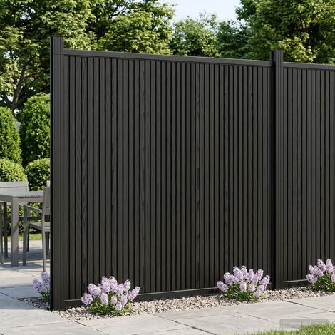 vidaXL Panneau de clôture 3 pc 530 x 186,5 cm WPC et Aluminium Noir