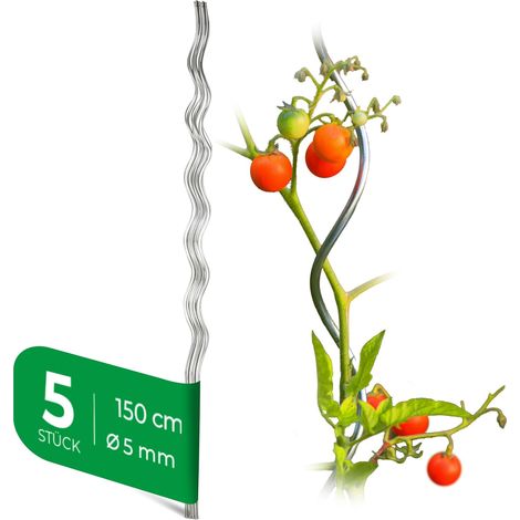 5 tuteurs à tomates 150 cm 5 mm spiralé galvanisé