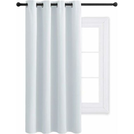 Décoration Rideau Occultant - Rideaux Thermique de Fenêtre Lumineux Bloquer Isolation Phonique Uni pour Fille Chambre Maison, 132 Largeur et 158 cm Hauteur, 1 Pièce, Gris Blanc (1/5)