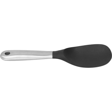 Cuillère à riz en silicone et acier inoxydable antiadhésive avec trou de suspension, ustensile de cuisine (1/5)