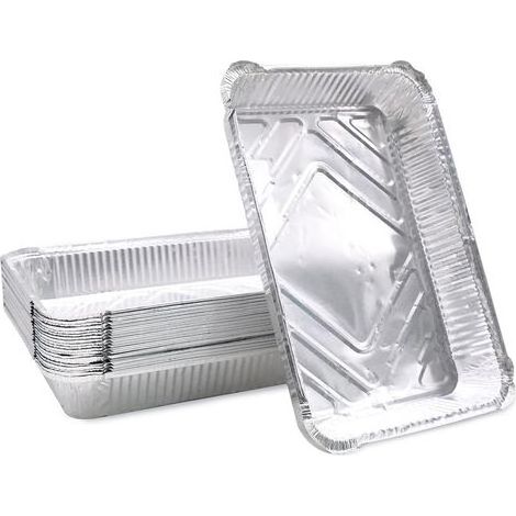 Packung mit 20 Einweg-Aluminium-Grillschalen für Gas-, Holzkohle- und Backofengrills, für Fleisch, Fisch und Gemüse, 31,5 x 21,5 x 5 cm (1/4)