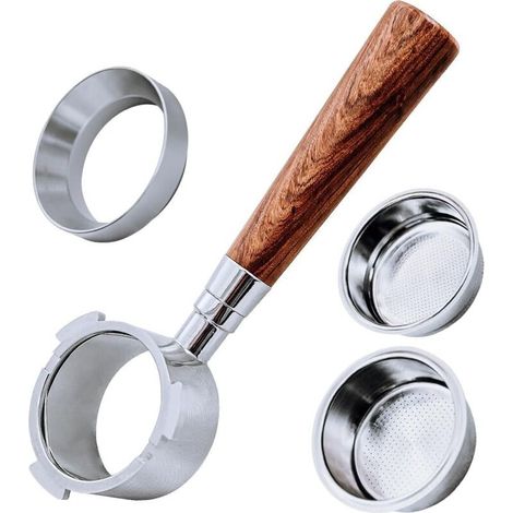 Porte-filtre sans fond de 51 mm avec 3 oreilles, porte-filtre sans fond en bois de palissandre rouge pour DeLong EC680/EC685/EC785/EC820/EC850/EC860 avec bols à poudre bague de dosage (Style A)