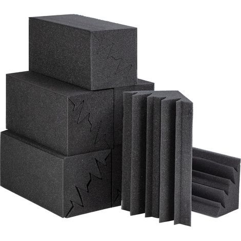 (12 X 12 X 24 cm) Bass Trap Lot de 12 panneaux de Mousse acoustique Plaque Insonorisation de haute densité réduisant le bruit intérieur et l'écho pour Studio d'enregistrement/Bureau à domicile (1/5)
