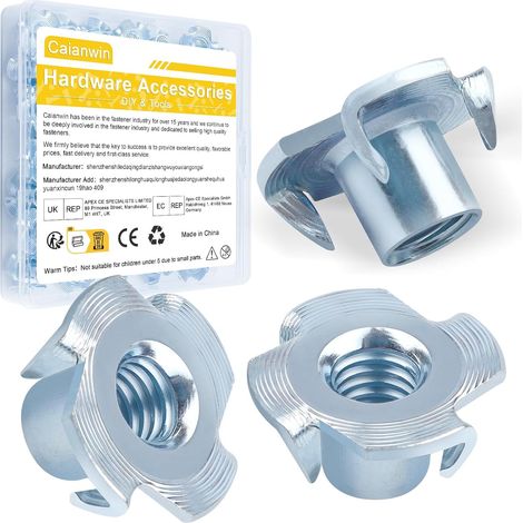 M6 X 9 Écrou à Griffes 50 Pièces - Écrous à Frapper En Acier Au Carbone Avec 4 Pointes à Enfoncer, Douilles à Frapper (1/5)