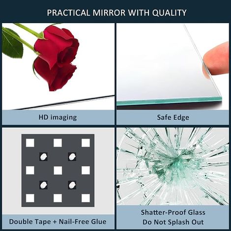 Bathroom Mirror 40 x 50 cm, Organic Rectangular Adhesive Wall Mirror Sticker for Bathroom, Living Room, Bedroom, Home Entrance (1/4)