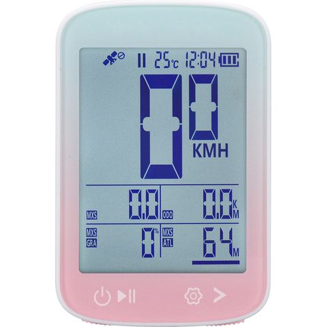 Compteur GPS vélo sans fil, écran haute définition, géolocalisation 5 étoiles (BeiDou, GLONASS, Galileo), odomètre rose (1/5)