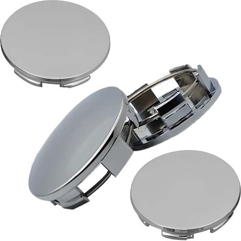 Lot de 4 cache-moyeux de roue universels en ABS poli de haute qualité, diamètre extérieur 60 mm, diamètre intérieur 56 mm, pour accessoires de voiture, argent