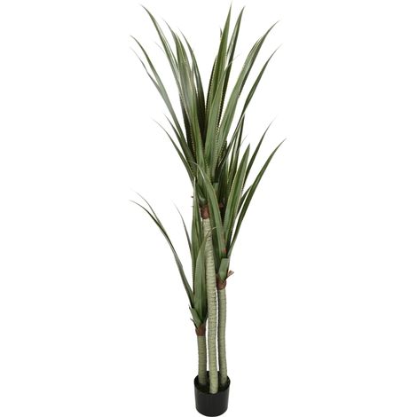 Grand yucca artificiel, 190 cm, en plastique, en pot, 17 x 17 x 190 cm, vert émeraude