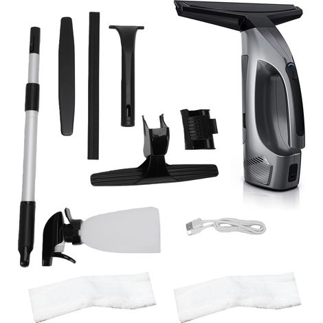 Robot nettoyeur de vitres électrique portatif, nettoyeur de vitres, puissance d'aspiration puissante de 2000 Pa par batterie rechargeable avec lame de raclette de 11 pouces pour portes de douche, pare (1/5)