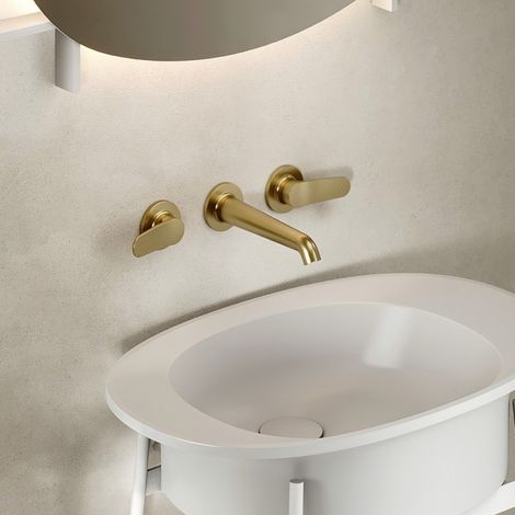 Mélangeur Lavabo Botte small 3 trous + vidage sans mecanisme Or Brossé PVD - CRISTINA ONDYNA BT24296P