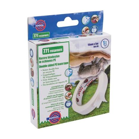 NASTRO BIADESIVO 771 FISSAFORTE EUROCEL - MM 19 ML 5- 12 pezzi