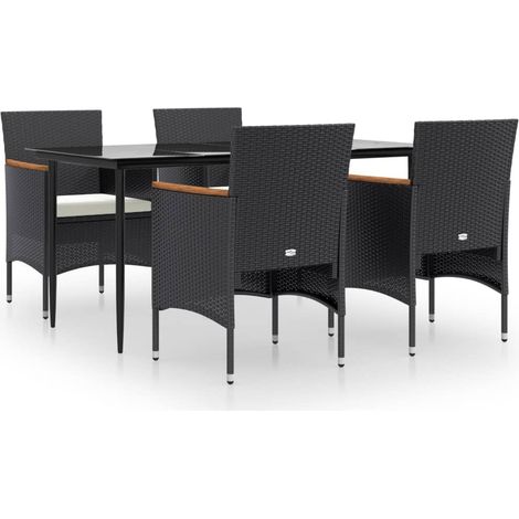 Maison Exclusive - 5-tlg. Garten-Essgruppe mit Kissen Schwarz (1/5)
