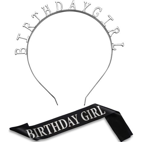 Coiffe d'anniversaire en satin doré avec tiare et écharpe argentées pour la décoration de fête (1/5)