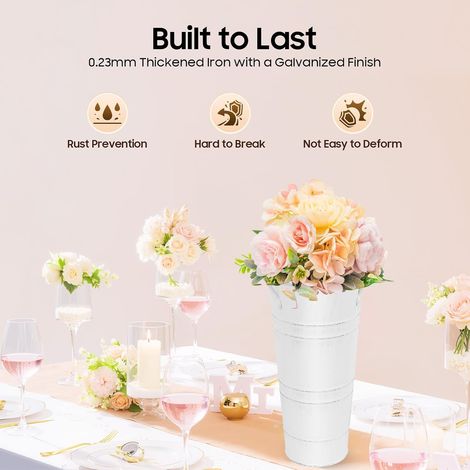 8 Stück Blumensträuß Metall Vase Set, Eisen Fässer Vase, Blumen Hochzeit Einrichtung, Familie Bauernhof Esstisch Dekoration (weiß) (1/5)