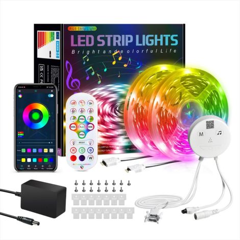 Bande LED Bluetooth, 15m bande LED étanche, 270 LEDs 5050 RGB, contrôlé par l'application Smartphone (1/5)