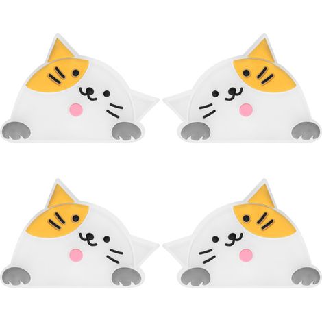 Juego de 4 protectores de borde para puertas de coche con diseño adorable - Protectores de PVC antiarañazos para espejos retrovisores laterales (Gato) 6 x 4 cm (1/5)