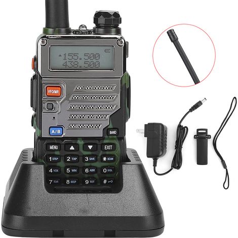 Talkie-walkie UV-5RE camouflage professionnel bi-bande pour voiture, radio bidirectionnelle avec chargeur 100-240V US (1/5)