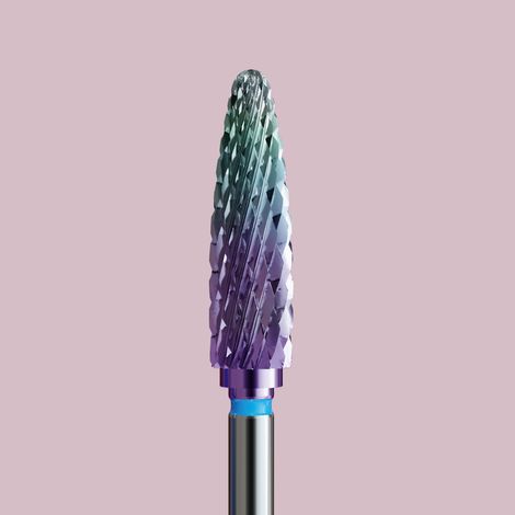 Fresa de carburo para híbridos, gel y acrílico con recubrimiento camaleón - cono estándar (1/2)