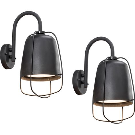 2er-Set Außenwandleuchten PERUGIA, Aluminium schwarz, E27, IP44 (1/5)
