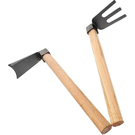 Ensemble d'outils de jardin Gogogmee en une pièce, comprenant des outils à main avec manches en bois, un râteau à main et une houe pour un désherbage et un repiquage efficaces, ergonomiques, robustes (1/5)