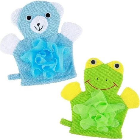 Gants de bain pour enfants - Marque - Modèle - Design adorable - Doux et fiable - Taille adaptée (1/4)
