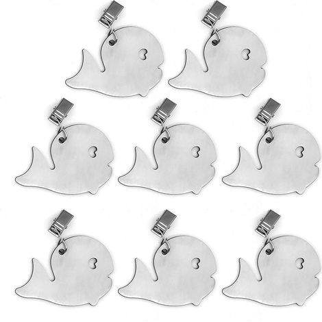 8pcs Pinces à Nappes Couleur Argent, Poids Nappe de Table Exterieur, en Acier Inoxydable (1/5)