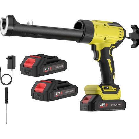 Pistolet à calfeutrer électrique, réglable sur 6 vitesses, lumière LED, Jaune +2 Batteries (1/2)