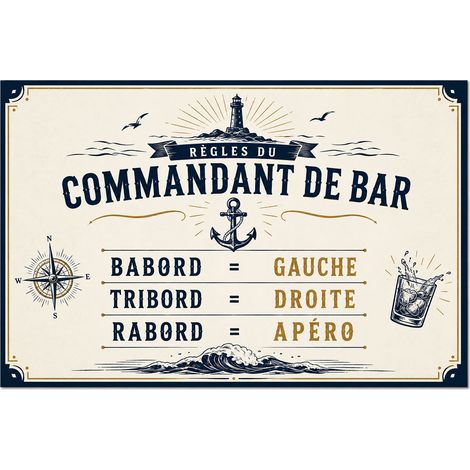 Plaque murale vintage commandant de bar 30,5 x 20 cm (1/2)