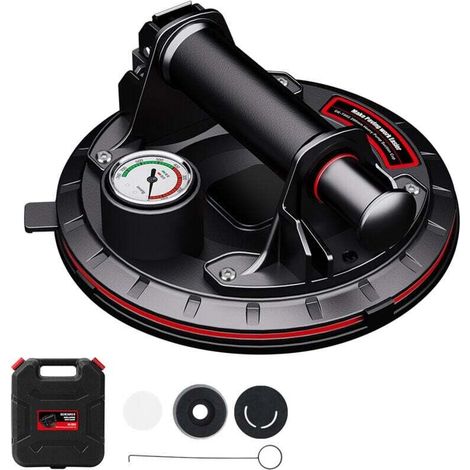 Ventouse à Vide Robuste 8", Poignée Ventouse de levage en Verre,Capacité de Charge de 110 kg,Ventouse Industrielle pour le Levage de Surfaces Planes et Non Pporeuses (1/4)