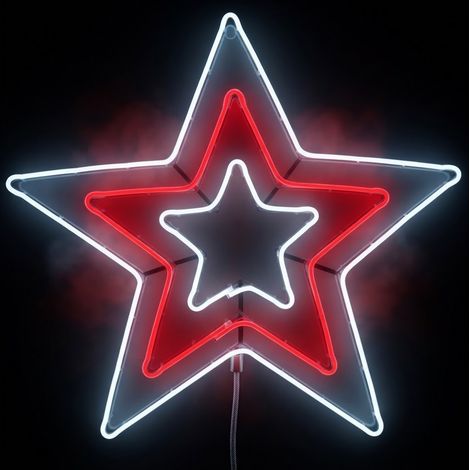 Stella Luminosa Natalizia 720 LED Bianco Freddo E Rosso GRANDE CM 80X80  8 Giochi di Luce  IP44 da esterno o interno  luminosissima tripla stella 3D Tubo LED Spettacolare per Decorazioni Natalizie (1/5)