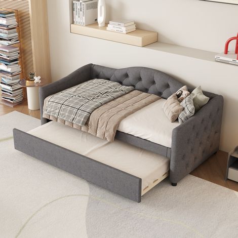 Cama dormitorio nido tapizada gris 90x200 OKMYHOME (1/5)