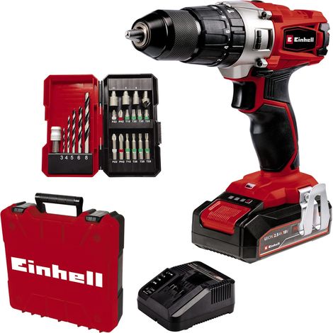 Perceuse Visseuse à percussion sans fil TE-CD 18/2 Li-i +22 (1x2,5 Ah) Power X-Change (Li-Ion 18 V, Couple 44 Nm) Livré avec Batterie 2,5 Ah, Chargeur rapide et 22 Accessoires (1/5)