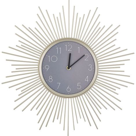 Wall Clock Gold and Grey MDF Metal 45 cm Round Arabic Numerals Decorative Living Room SOLURA