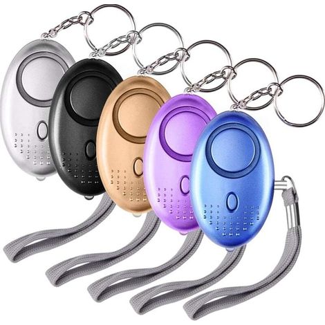 Persönlicher Alarm, 5 Stück, 140 dB, Schlüsselanhänger, Notfallalarm mit Taschenlampe, Anti-Angriff für Frauen, Kinder, ältere Menschen (1/4)