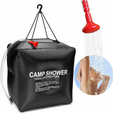 Sac douche solaire 40 litres camping, température 45°C randonnée, escalade (1/4)