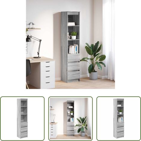 Hochschrank - Highboard Grau Sonoma 37,5x35x180 cm Holzwerkstoff (1/5)