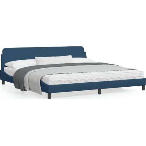 Cadre de lit avec tête de lit Bleu 200x200 Tissu (1/5)