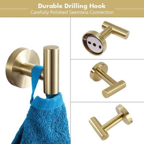 Lot de 5 accessoires de salle de bain en acier inoxydable SUS304 épaissir porteserviettes en acier inoxydable (1/4)