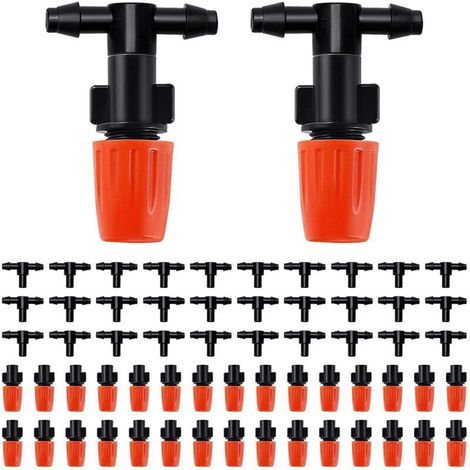 30 Pièces Buse d'atomisation Joints en Té, Brume Arrosage T Joints, T Type Atomisant Buse, Brume Arrosage T Joints pour Parterres de Fleurs, avec Joints en Té (1/5)