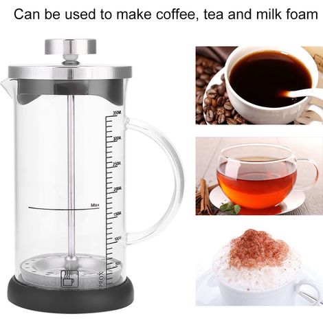 Multifunktionale, transparente, hitzebeständige Glaskaffeekanne mit Griff für Zuhause und Büro (350 ml) (1/5)