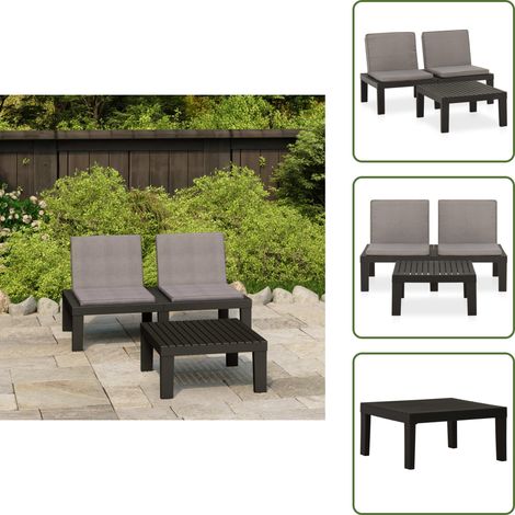 Cuscini da giardino - vidaXL Set Divani da Giardino con Cuscini 2 pz in Plastica Grigio - Salotto da giardino