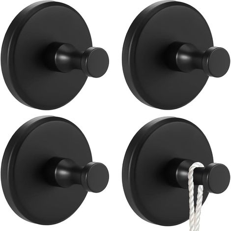 Lot de 4 crochets à ventouse sans perçage, crochets pour serviettes et porte-serviettes avec vide puissant pour salle de bain et cuisine, crochets antirouille avec ventouse en acier inoxydable