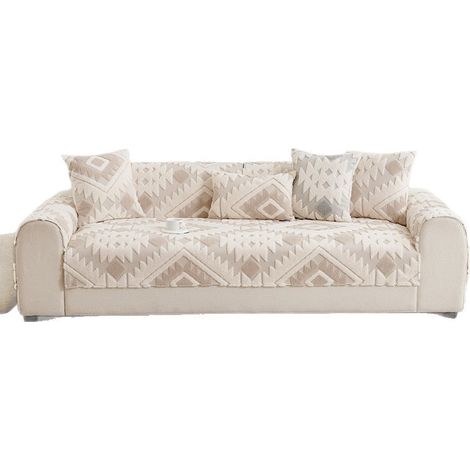 Housse de Canapé Géométrique Bohème 2026 70x210cm, Protège-Canapé Antidérapant Résistant aux Griffes pour Canapés en Cuir (1/5)