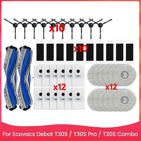 46-teiliges Set inklusive Bürste, Staubbeutel, Filter und Reinigungstuch für Ecovacs Debot T30S, T30SPro und T30SCombo Staubsauger.