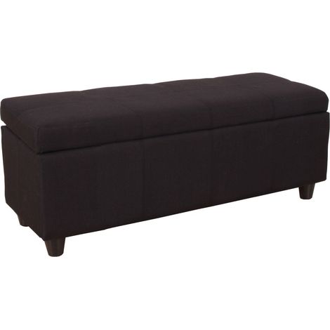 Panca contenitore in tessuto grigio scuro con vano portaoggetti integrato 45 x 114 x 45 cm 040006456